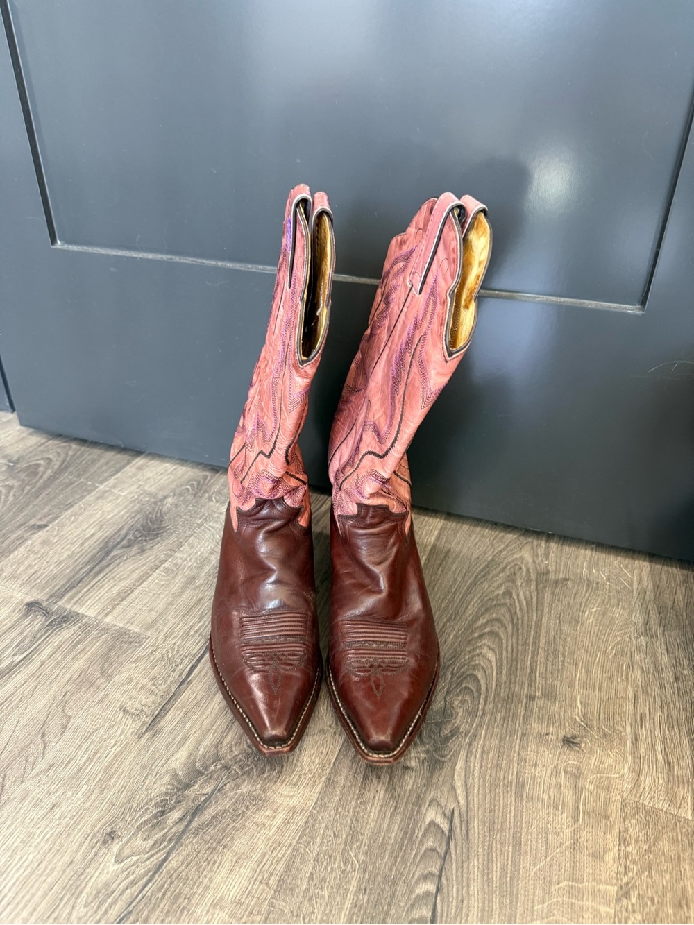 Justin Women's Two-Tone Brown and Pink Western Boots